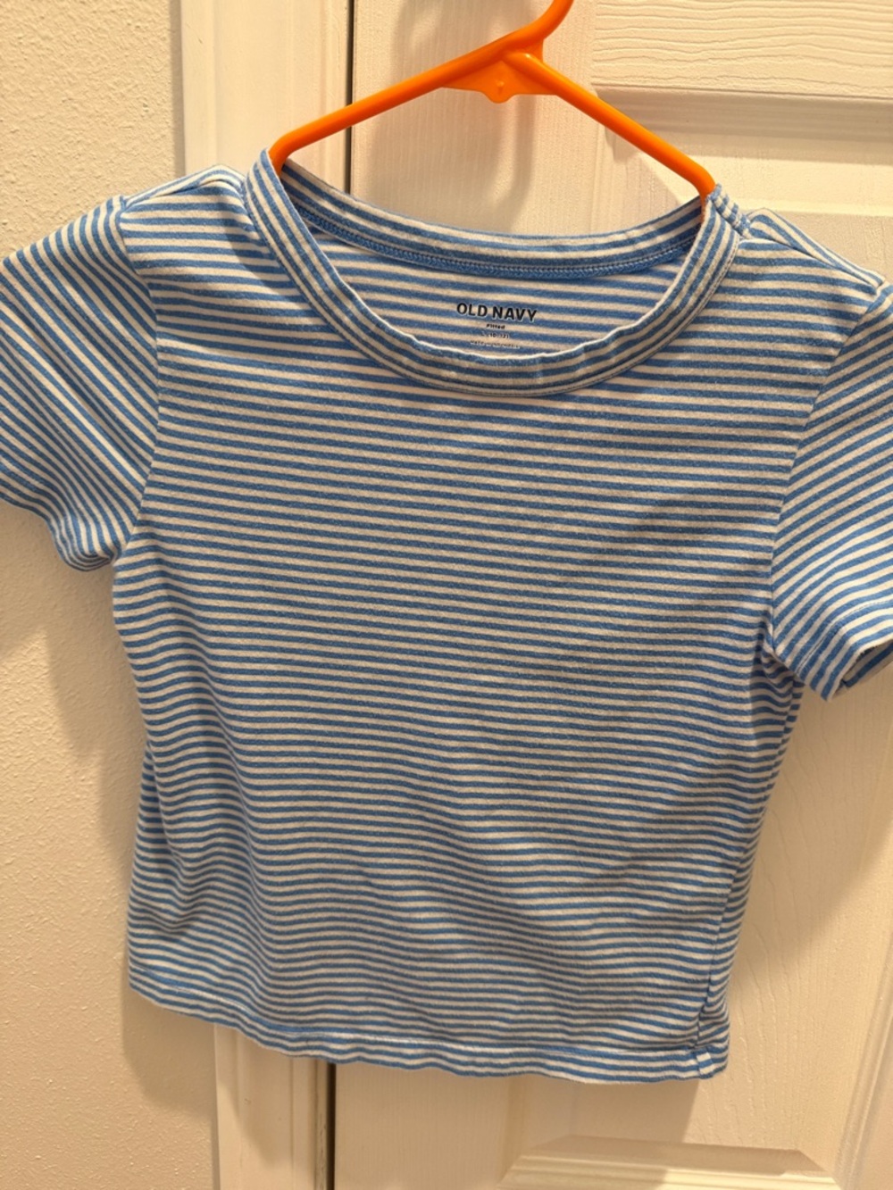 Old Navy Light Blue & White Striped Short Sleeve Tee